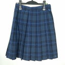 スクールスカート 夏物 w66-丈56 チェック 中学 高校 プリーツ 学生服 制服 女子 中古 HK6482