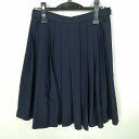 スクールスカート 夏物 w63-丈55 紺 中学 高校 プリーツ 学生服 制服 女子 中古 HK6682