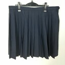 スクールスカート 大きいサイズ 夏物 w90-丈55 紺 中学 高校 プリーツ 学生服 制服 女子 中古 HK6716