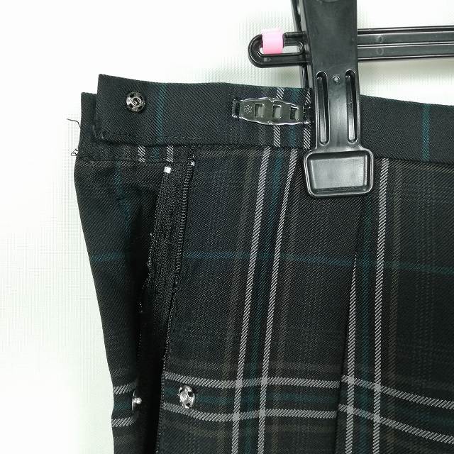 スクールスカート 大きいサイズ 冬物 w72-丈53 チェック 中学 高校 プリーツ 学生服 制服 女子 中古 HK7219