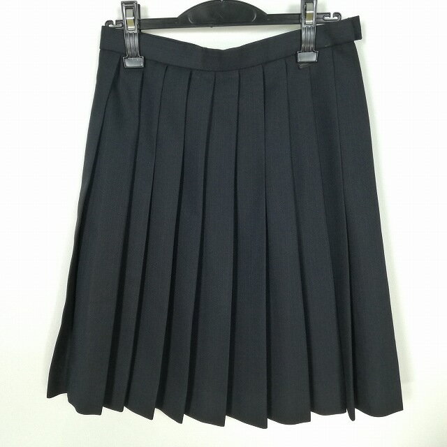 スクールスカート 夏物 w66-丈55 ストライプ 中学 高校 プリーツ 学生服 制服 女子 中古 HK8266