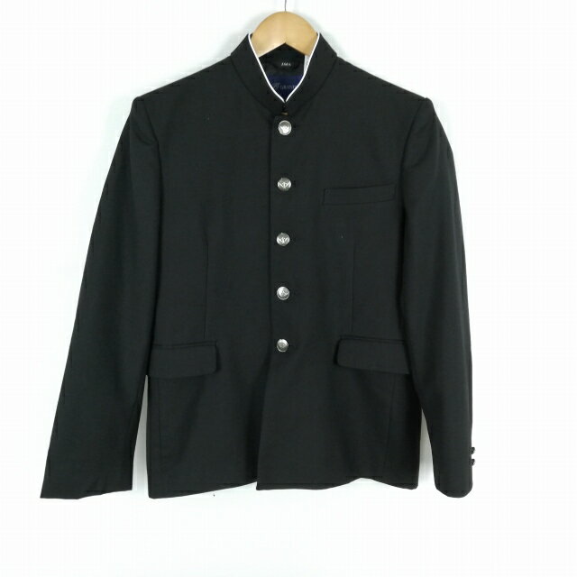 学生服 学ラン 160A 男子 トンボ 上着 ウール混 標準型学生服 ラウンドカラー サージ 黒 中古 ランクB a3 JJ6117