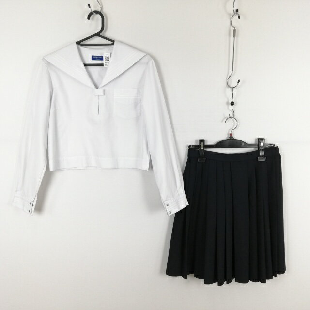 セーラー服 スカート 上下2点セット ミッシェルクラン 中間服 白3本線 女子 学生服 中学 高校 白 制服 中古 ランクB NA5976