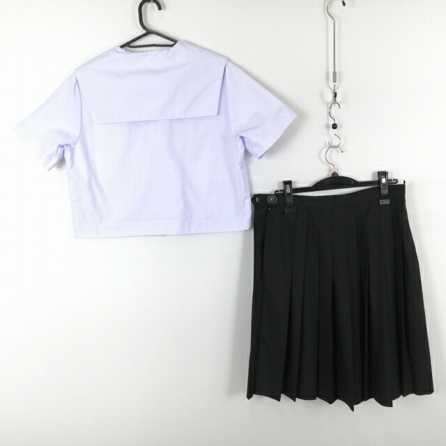 セーラー服 スカート 上下2点セット 大きいサイズ カンコー 夏物 女子 学生服 中学 高校 白 制服 中古 ランクB EY8374
