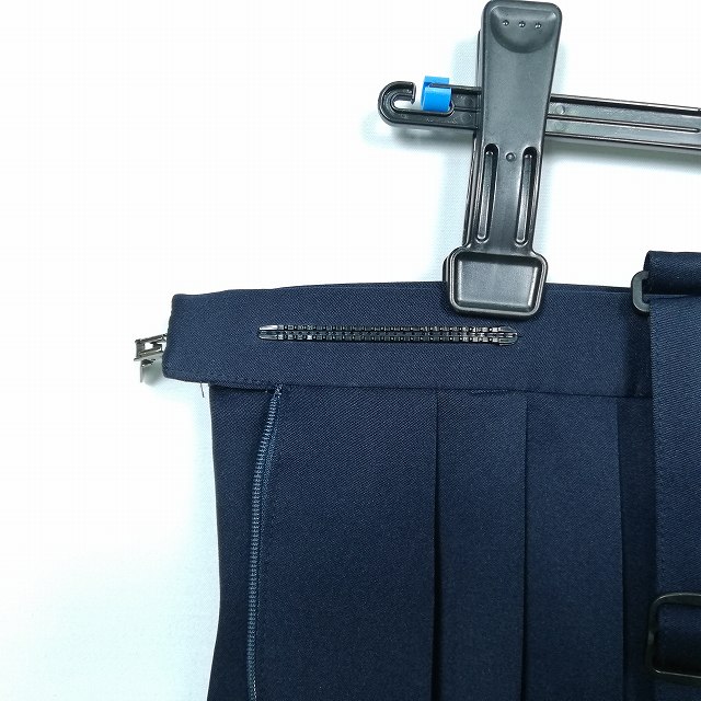 スクールスカート 大きいサイズ 冬物 w78-丈53 紺 中学 高校 プリーツ 学生服 制服 女子 中古 HK3740