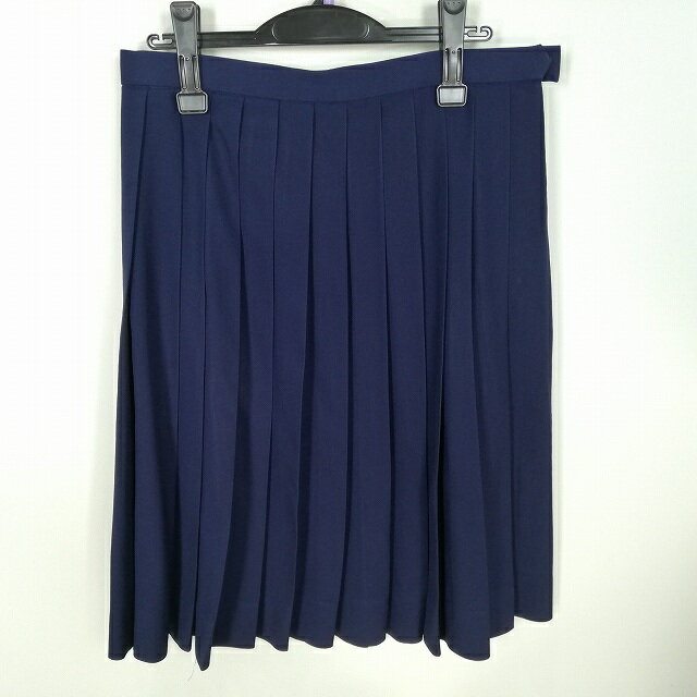 スクールスカート 大きいサイズ 冬物 w75-丈63 花紺 中学 高校 プリーツ 学生服 制服 女子 中古 HK4595