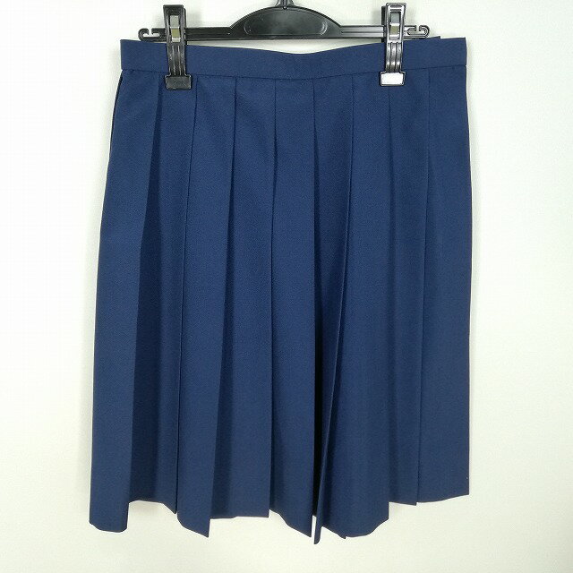 スクールスカート 夏物 w66-丈60 花紺 中学 高校 プリーツ 学生服 制服 女子 中古 HK4636