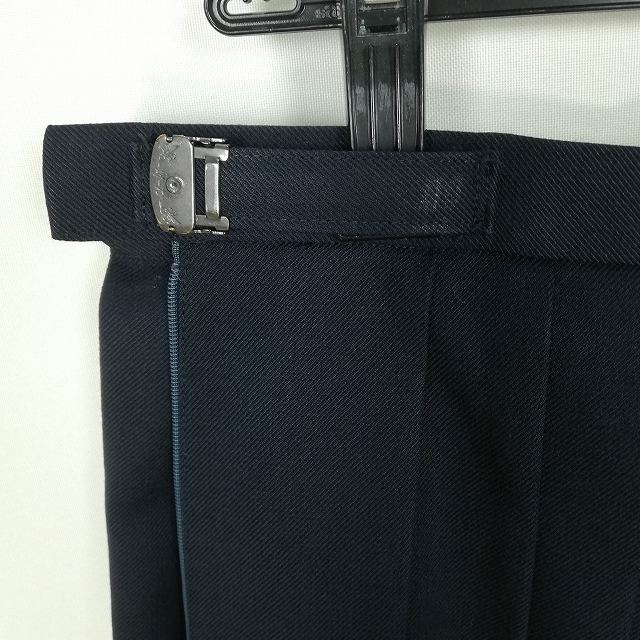 スクールスカート 冬物 w69-丈58 紺 中学 高校 プリーツ 学生服 制服 女子 中古 HK4654