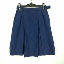 スクールスカート 冬物 w66-丈52 花紺 中学 高校 プリーツ 学生服 制服 女子 中古 HK4829