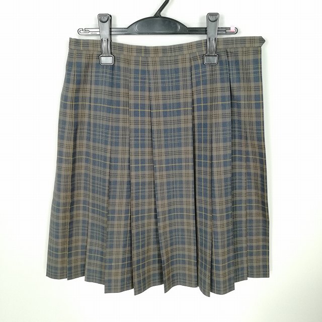 スクールスカート 大きいサイズ 冬物 w72-丈58 チェック 中学 高校 プリーツ 学生服 制服 女子 中古 HK5709