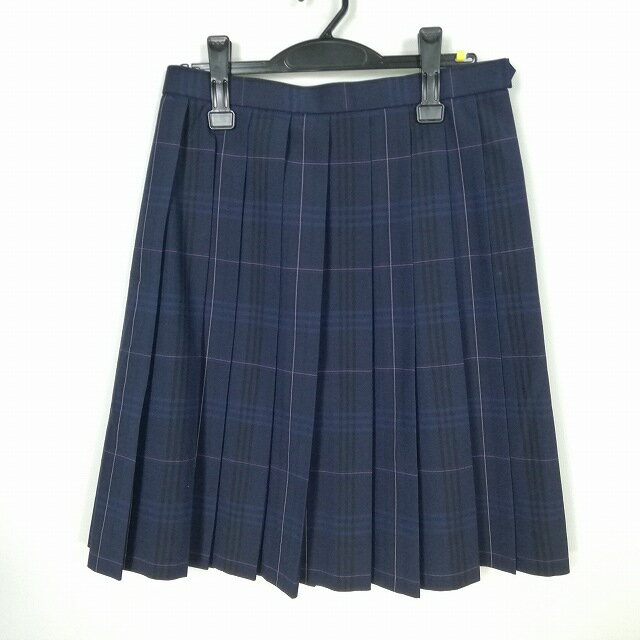 スクールスカート 夏物 w69-丈57 チェック 中学 高校 プリーツ 学生服 制服 女子 中古 HK6489