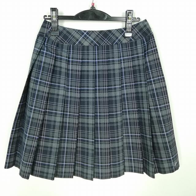 スクールスカート 夏物 w63-丈54 チェック 東京昭和第一学園高校 プリーツ 学生服 制服 女子 中古 HK6504