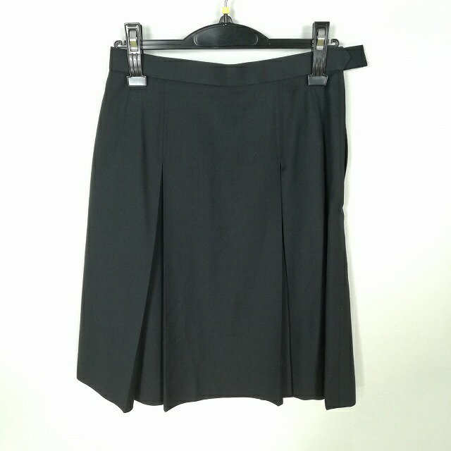スクールスカート 夏物 w69-丈57 黒 香川観音寺第一高校 プリーツ 学生服 制服 女子 中古 HK6722