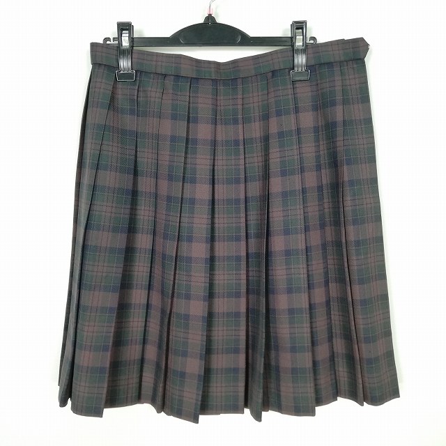 スクールスカート 大きいサイズ 冬物 w72-丈55 チェック 中学 高校 プリーツ 学生服 制服 女子 中古 HK7220