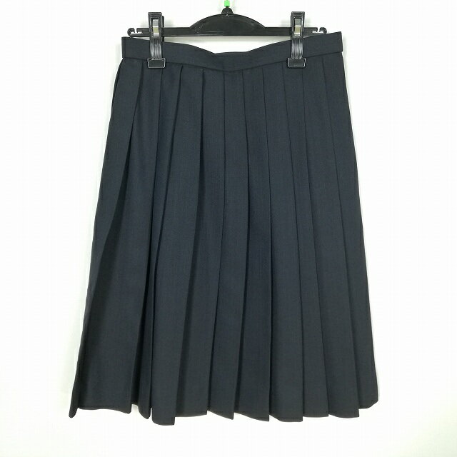 スクールスカート 冬物 w66-丈63 ストライプ 中学 高校 プリーツ 学生服 制服 女子 中古 HK7224