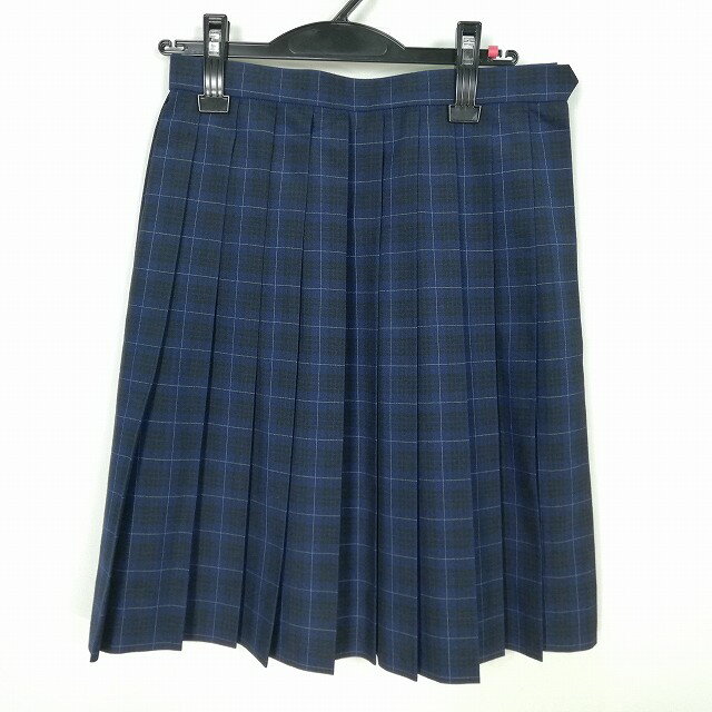 スクールスカート 夏物 w63-丈54 チェック 中学 高校 プリーツ 学生服 制服 女子 中古 HK7229