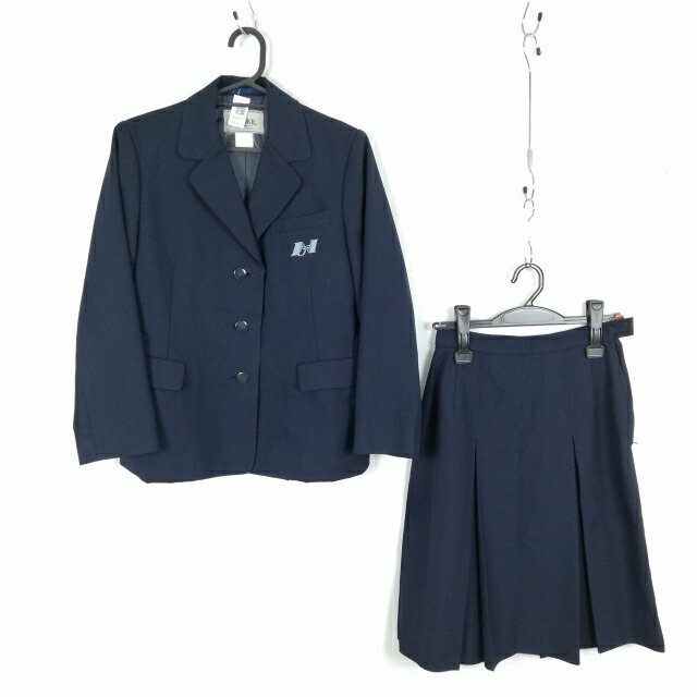 ブレザー スカート 上下2点セット 冬物 女子 学生服 中学 高校 紺 制服 中古 ランクC NA2826