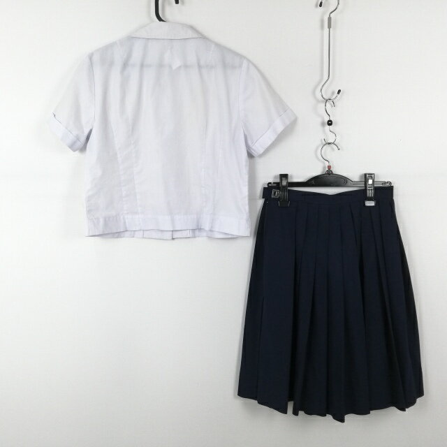 ブラウス スカート 上下2点セット LL 大きいサイズ 夏物 女子 学生服 中学 高校 白 制服 中古 ランクC EY0658