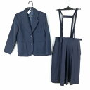 ブレザー スカート 上下2点セット 冬物 女子 学生服 中学 高校 紺 制服 中古 ランクC EY0671