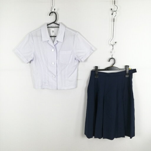 ブラウス スカート 上下2点セット 夏物 女子 学生服 中学 高校 白 制服 中古 ランクC EY0711 ブラウス スカート 上下2点セット 夏物 女子 学生服 中学 高校 白 制服 中古 ランクC EY0711