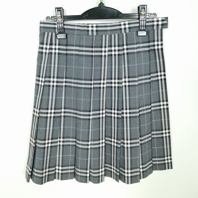 スクールスカート 夏物 w66-丈50 チェック 静岡沼津中央高校 プリーツ 学生服 制服 女子 中古 HK8082