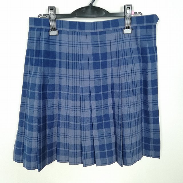 スクールスカート 大きいサイズ 夏物 w72-丈50 チェック 中学 高校 プリーツ 学生服 制服 女子 中古 HK8087