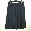 スクールスカート 冬物 w66-丈65 紺 中学 高校 プリーツ 学生服 制服 女子 中古 HK9850