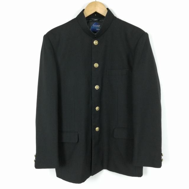 学生服 学ラン 180A 男子 富士ヨット 上着 ウール混 標準型学生服 詰襟 サージ 黒 中古 ランクC a3 JJ5721