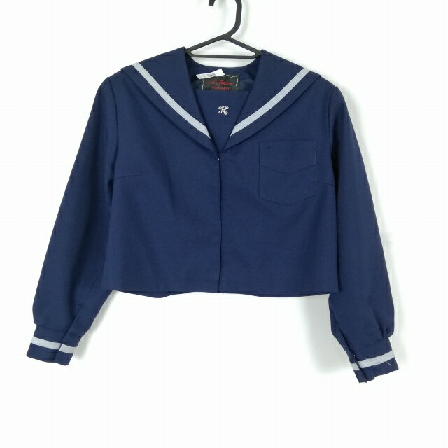 セーラー服 上着 トンボ 冬物 グレー1本線 女子 学生服 鹿児島東谷山中学 花紺 制服 中古 ランクC EY6310
