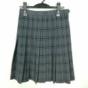 スクールスカート 夏物 w66-丈56 チェック 中学 高校 プリーツ 学生服 制服 女子 中古 HK6518