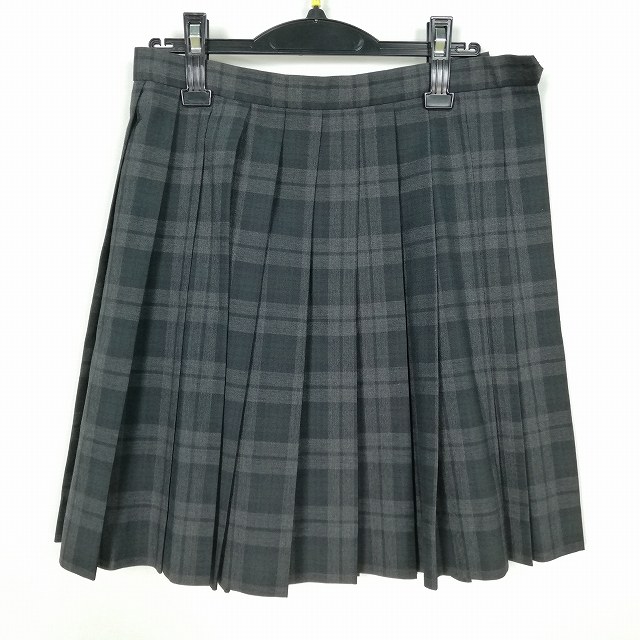 スクールスカート 夏物 w69-丈50 チェック 中学 高校 プリーツ 学生服 制服 女子 中古 HK7234