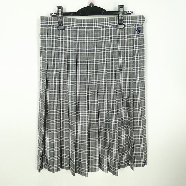 スクールスカート 大きいサイズ 夏物 w72-丈67 チェック 中学 高校 プリーツ 学生服 制服 女子 中古 HK9320