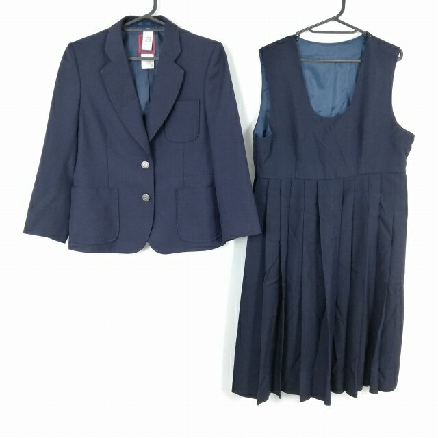 ブレザー ジャンパースカート 上下2点セット 150A トンボ 冬物 女子 学生服 中学 高校 紺 制服 中古 ランクC NA1209