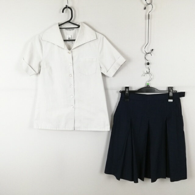 ブラウス スカート 上下2点セット S 夏物 女子 学生服 中学 高校 白 制服 中古 ランクC NA6052