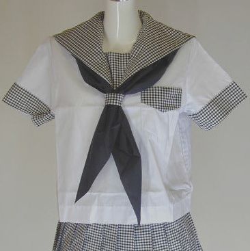 新品 夏 セーラー服 白 ギンガムチェック衿 上着 tam_u_1908 新品 夏 セーラー服 白 ギンガムチェック衿 上着 tam_u_1908
