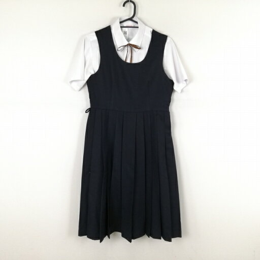ジャンパースカート 紐タイ バスト86 ウエスト74 冬物 女子 学生服 中学 高校 紺 制服 中古 ランクC EY1523 ジャンパースカート 紐タイ バスト86 ウエスト74 冬物 女子 学生服 中学 高校 紺 制服 中古 ランクC EY1523
