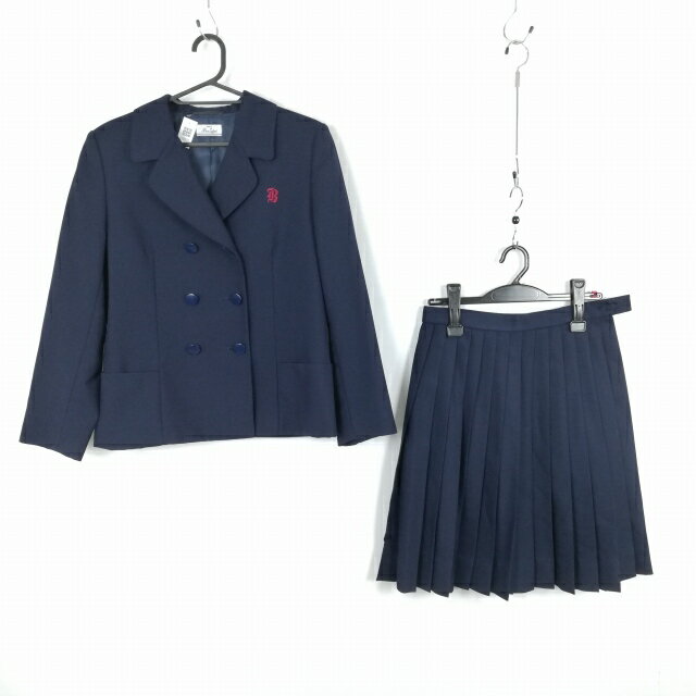 ブレザー スカート 上下2点セット 160A カンコー 冬物 女子 学生服 神奈川浜岳中学 紺 制服 中古 ランクC EY6537