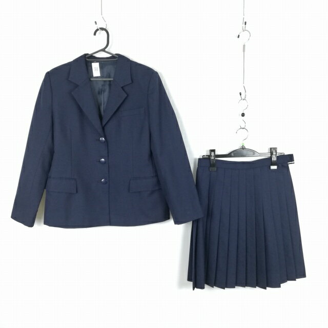 ブレザー スカート 上下2点セット 165A 冬物 女子 学生服 中学 高校 紺 制服 中古 ランクB EY6538
