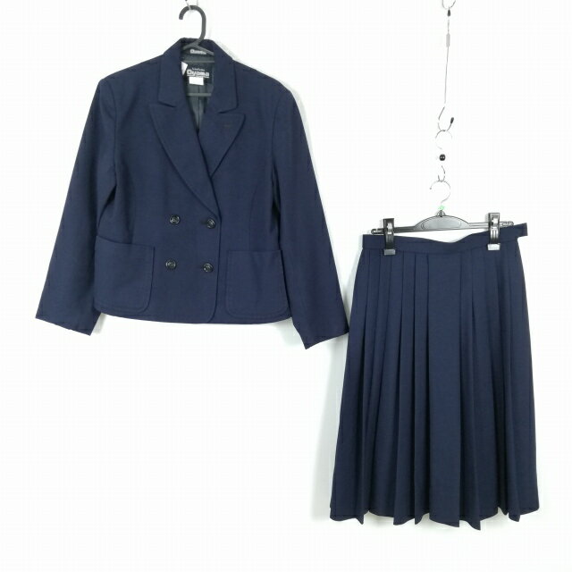 ブレザー スカート 上下2点セット 165A 大きいサイズ 冬物 女子 学生服 中学 高校 紺 制服 中古 ランクB EY6545
