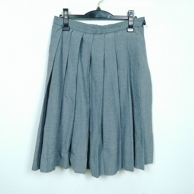 スクールスカート 夏物 w69-丈61 グレー 中学 高校 プリーツ 学生服 制服 女子 中古 HK3766