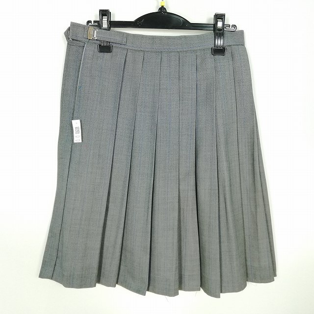 スクールスカート 夏物 w69-丈57 ストライプ 中学 高校 プリーツ 学生服 制服 女子 中古 HK5339