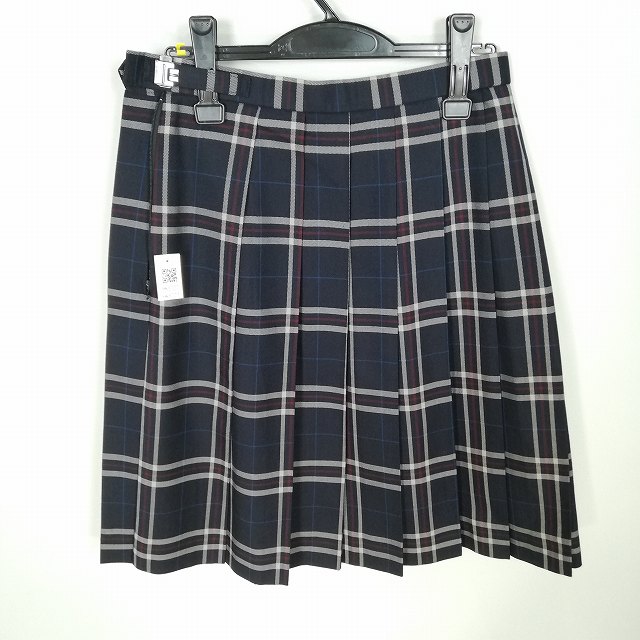 スクールスカート 冬物 w69-丈58 チェック 東京秋留台高校 プリーツ 学生服 制服 女子 中古 HK5727