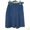 スクールスカート 冬物 w60-丈62 花紺 中学 高校 プリーツ 学生服 制服 女子 中古 HK6530