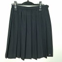 スクールスカート 冬物 w63-丈58 紺 中学 高校 プリーツ 学生服 制服 女子 中古 HK6534