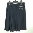 スクールスカート 冬物 w63-丈62 紺 中学 高校 プリーツ 学生服 制服 女子 中古 HK6537