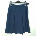 スクールスカート 冬物 w63-丈57 花紺 中学 高校 プリーツ 学生服 制服 女子 中古 HK6544