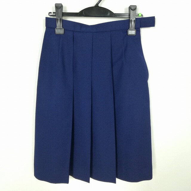 スクールスカート 冬物 w66-丈59 花紺 中学 高校 プリーツ 学生服 制服 女子 中古 HK6545