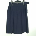 スクールスカート 夏物 w63-丈61 紺 中学 高校 プリーツ 学生服 制服 女子 中古 HK6574