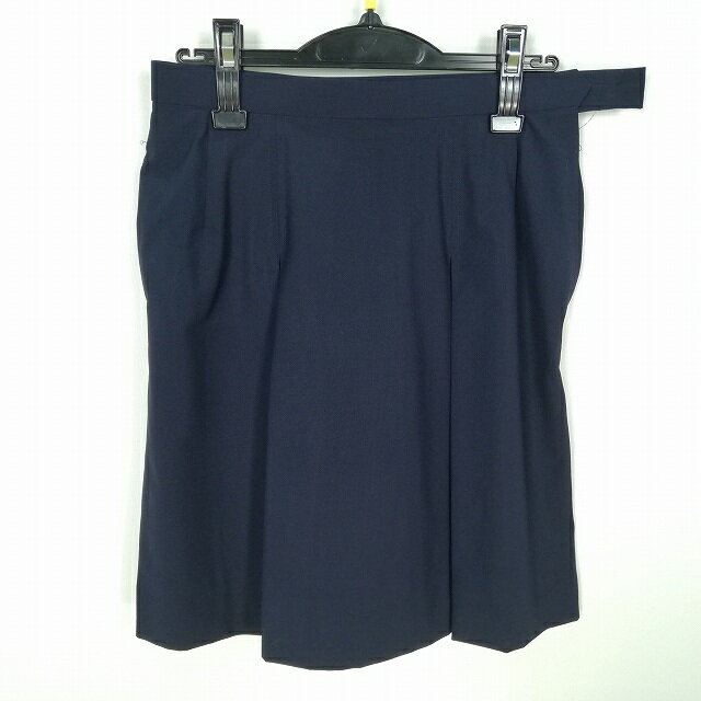 スクールスカート 夏物 w69-丈51 紺 中学 高校 プリーツ 学生服 制服 女子 中古 HK6582