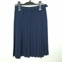 スクールスカート 冬物 w60-丈63 紺 中学 高校 プリーツ 学生服 制服 女子 中古 HK6596